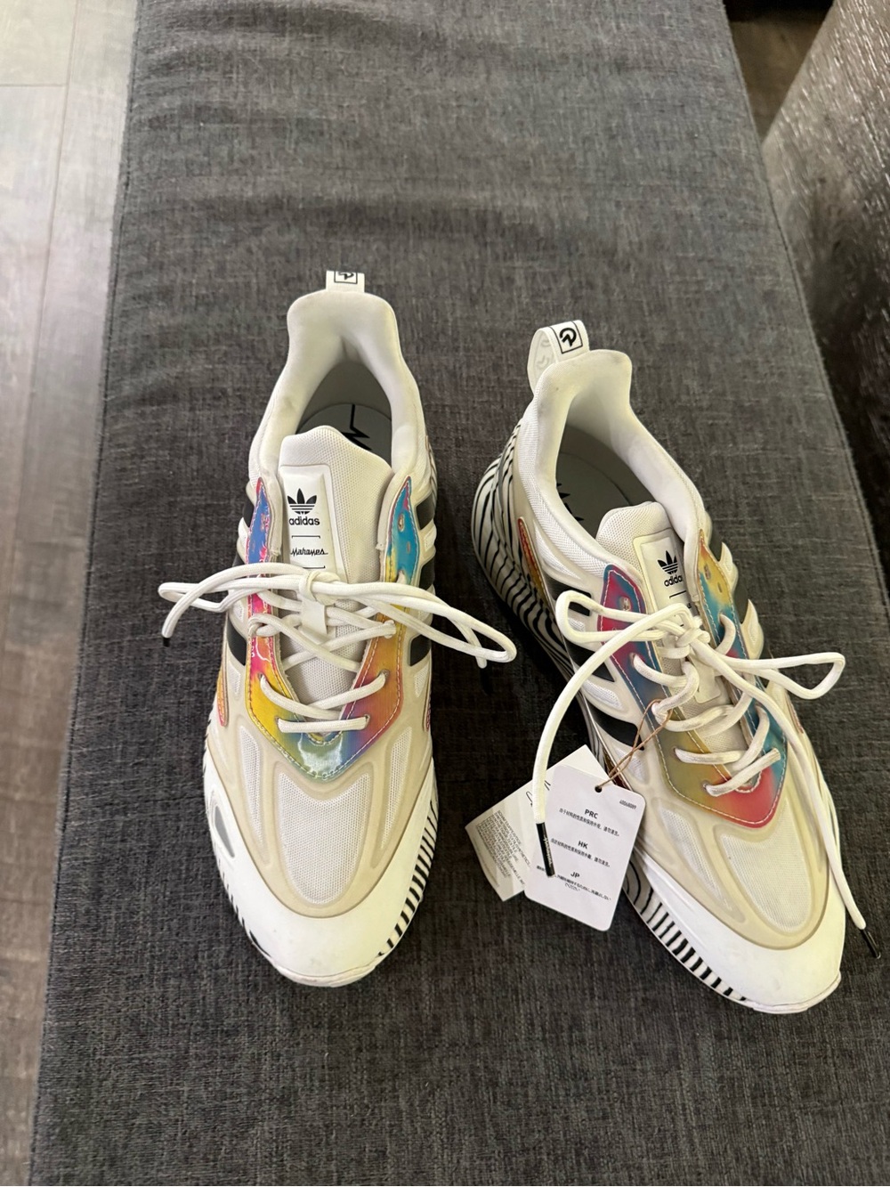 Adidas Mens White Iridescent Multi-Color Sneakers